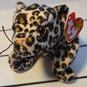 Ty Leopard Print Plush - Black, Cream, Gold Spots
